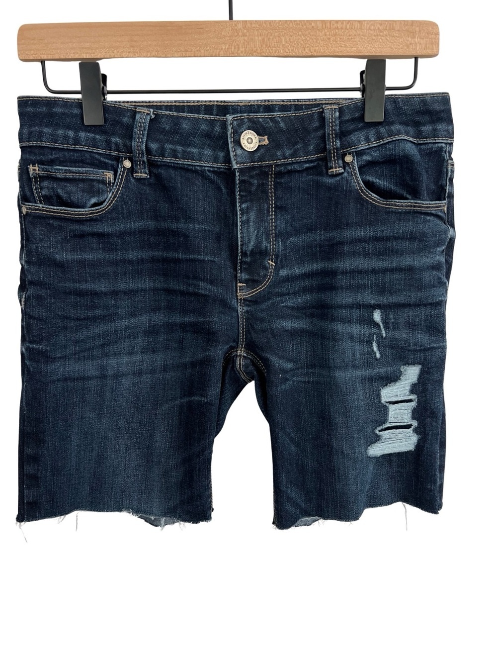 White House Black Market Distressed Cut Off Denim Shorts Womens Skinny Raw Hem 4